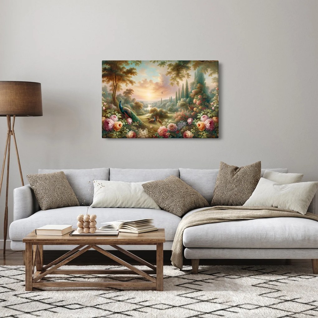 Obraz - Pávy v záhrade (90x60 cm)