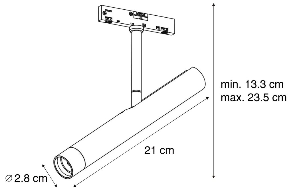 Moderný reflektor béžový s čiernou farbou pre 1-fázový koľajnicový systém - Slimline Avery