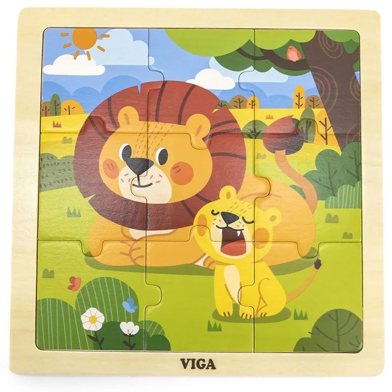 Drevené puzzle pre najmenších Viga 9 ks Lion