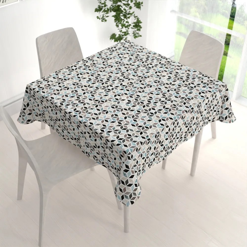 Biante Dekoračný štvorcový obrus Leona LN-059 Tyrkysovo-čierna mozaika 80x80 cm