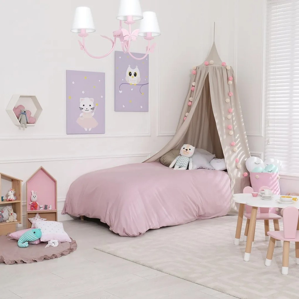 EUlight Detský luster Alice, 3x biele textilné tienidlo, p