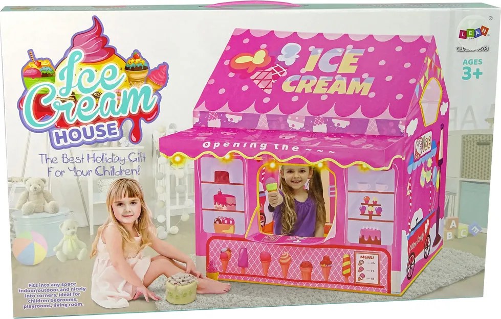 LEAN Toys Princezné Zmrzlina Detský stan Ružové svetlá Hviezdy