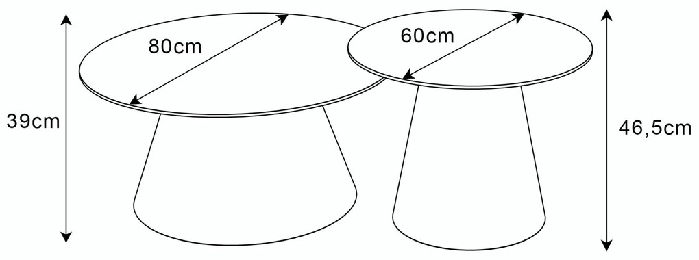 OKRÚHLY KONFERENČNÝ STOLÍK 2ks ZARAH MRAMOR + ČIERNY