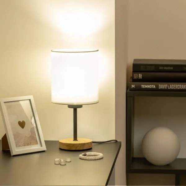Brilagi - Stolná lampa NUBILA WOOD 1xE27/25W/230V dub/biela