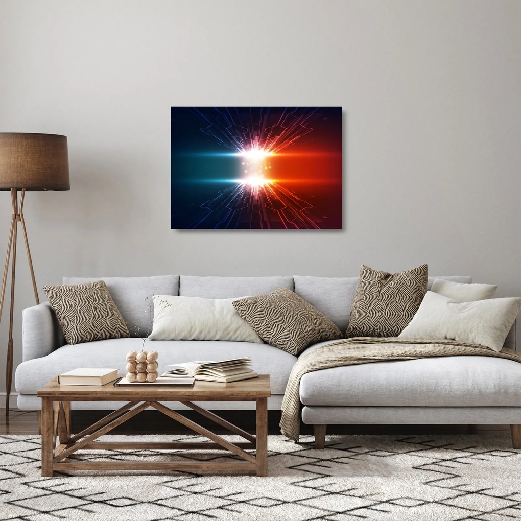 Abstraktný sklenený obraz aktívneho náboja (70x50 cm)