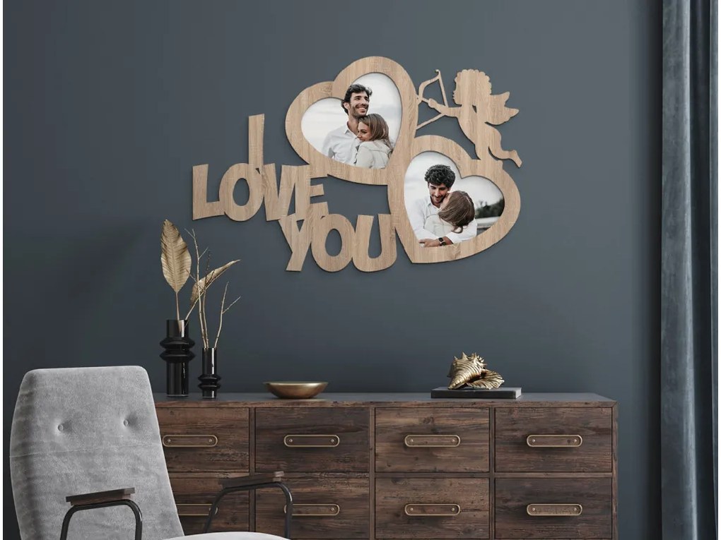 drevko Fotorámik na stenu I love you Farba dekorácie: Čierna