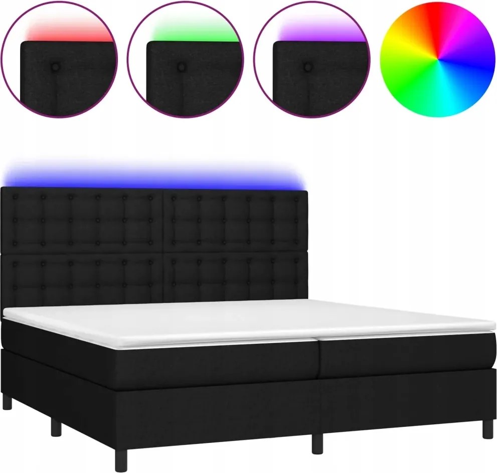 vidaXL Kontinentálna posteľ s matracom, čierna, 200 x 200 cm, látka