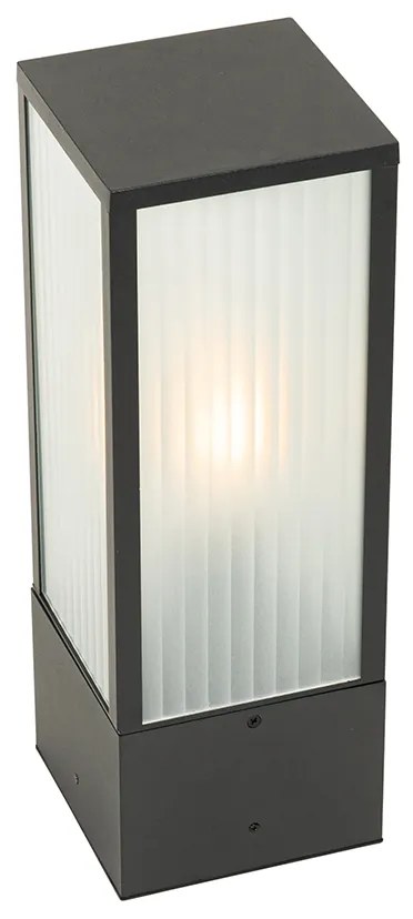 Inteligentná vonkajšia stojaca lampa čierna s rebrovaným sklom 40 cm vrátane WiFi A60 - Charlois