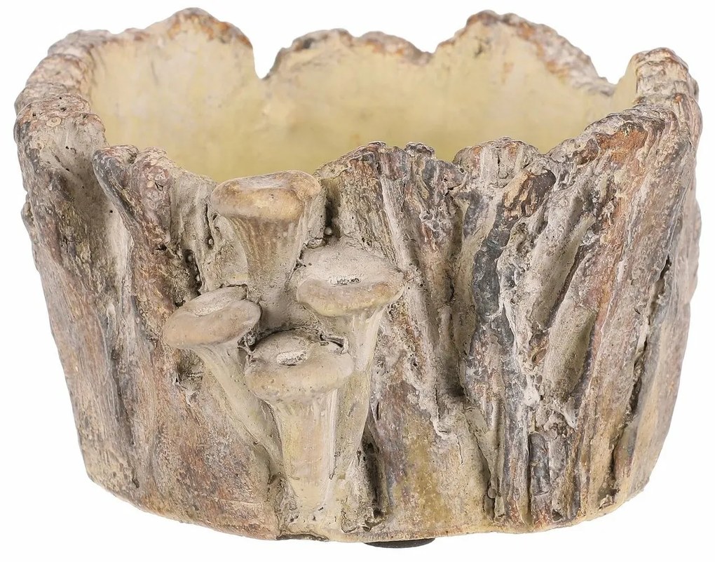 Obal betónový - peň s hríbami, 18 x 14 x 9 cm, 18 cm