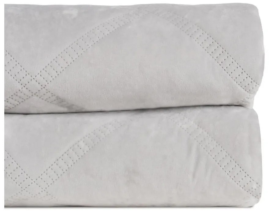Krémový zamatový prešívaný pléd 230x260 cm – Ixia