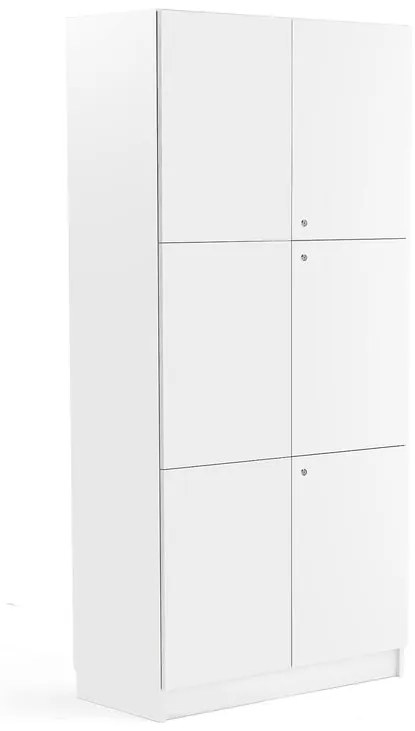 Drevená úložná skriňa THEO s 3 dvojkrídlovými dvierkami, 2100x1000x470 mm, biela