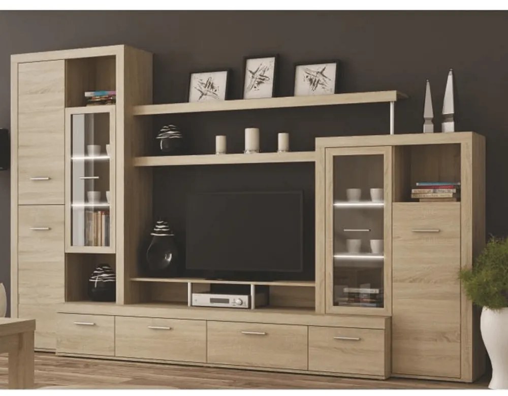 Obývacia stena, dub sonoma, ATLANTIS NEW
