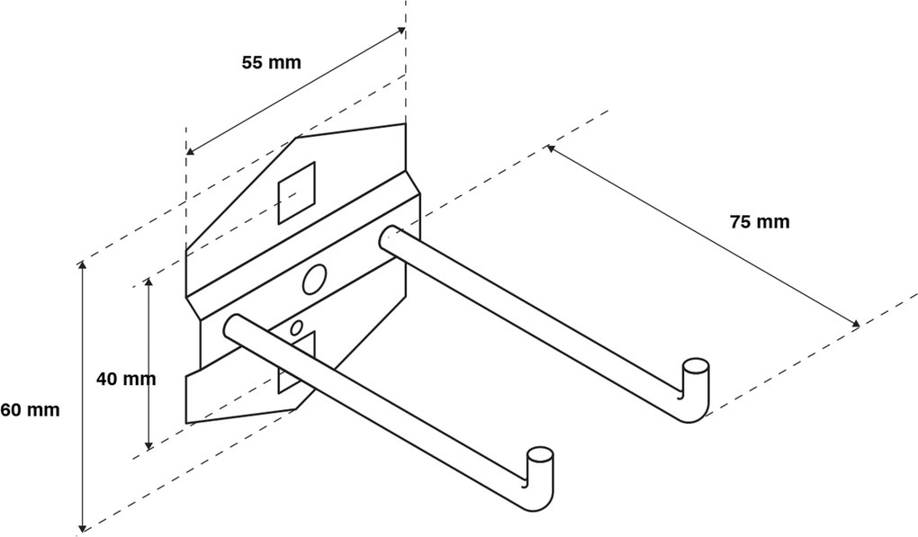 Dvojitý háčik 75 mm