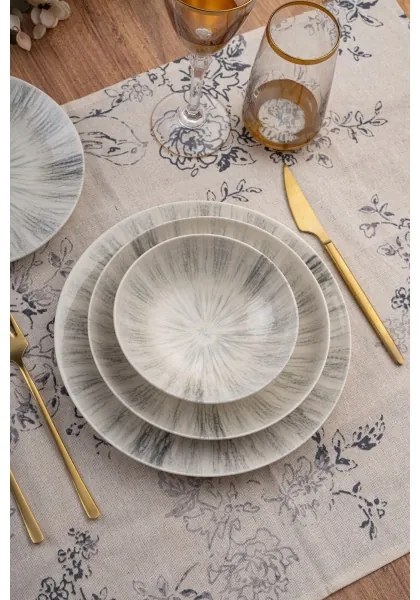 Jedálna sada 24 ks sivá/porcelán