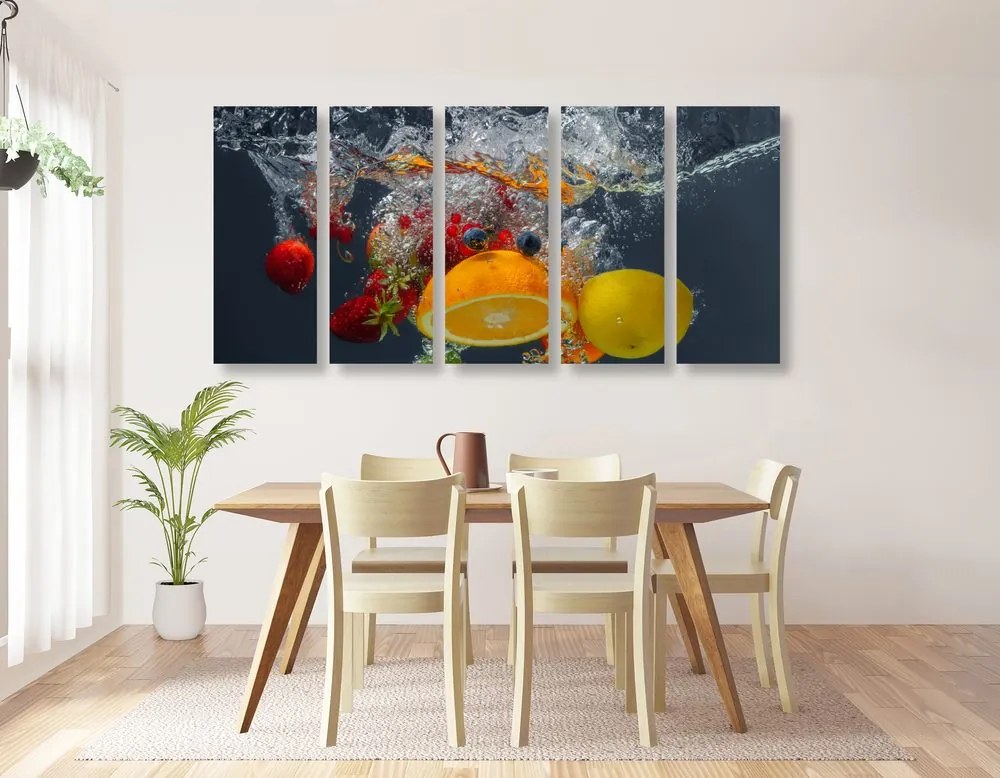 5-dielny obraz ovocie vo vode Varianta: 100x50