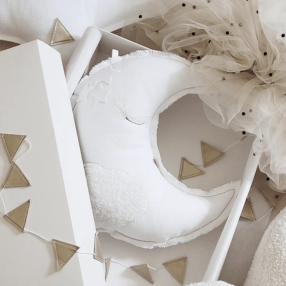 Závesná dekorácia mesiac biela 31x31x10cm