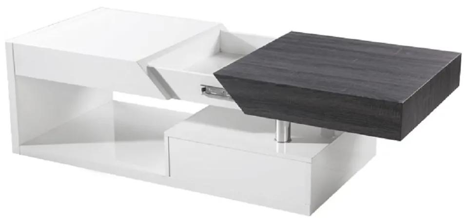Tempo Kondela Konferenčný stolík, biely lesk/sivočierna s kresbou dreva, MELIDA