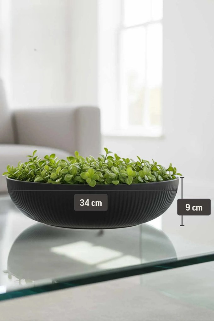 Okrasná miska PLANA, sklolaminát, priemer 34 cm, čierna
