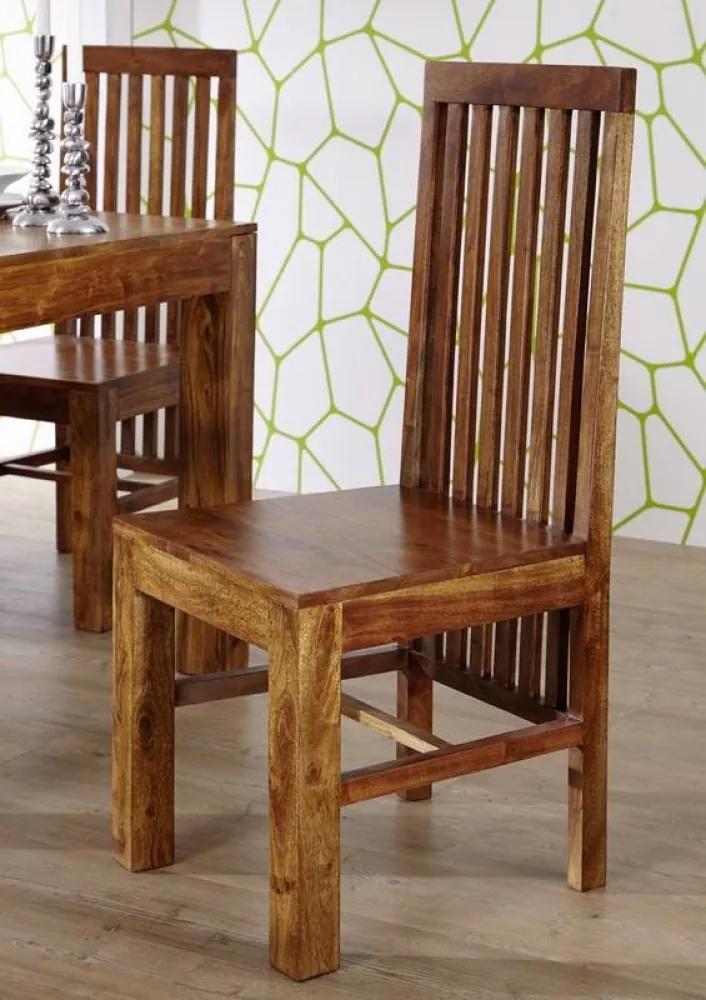 Bighome - MUMBAJ Jedálenská stolička designer drevená - medová, akácia