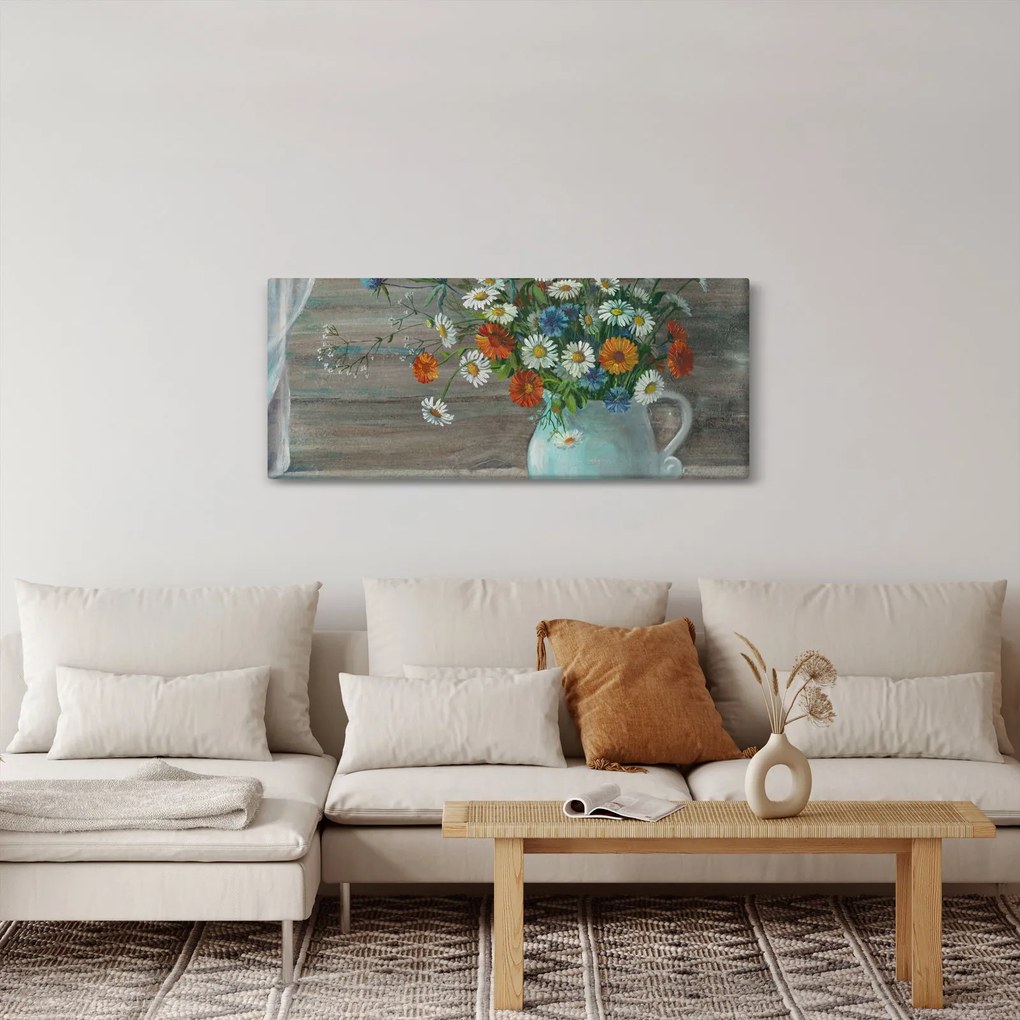 Obraz - Lúčne kvety, olejomaľba (120x50 cm)