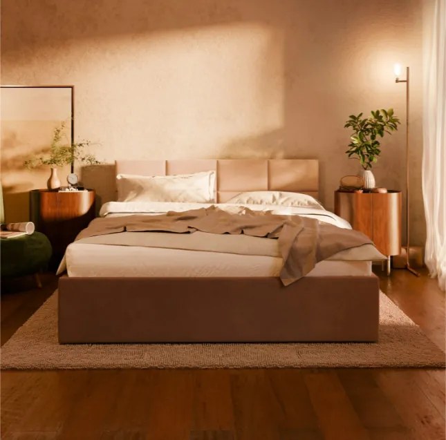 Manželská posteľ BORGO Velvet 180×200 cm modrá