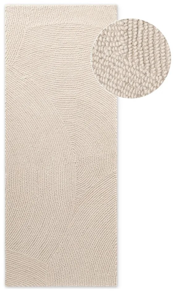 Ručne tkaný vlnený behúň vo svetlo prírodnej farbe 80x300 cm Eleni Natural White – Hanse Home