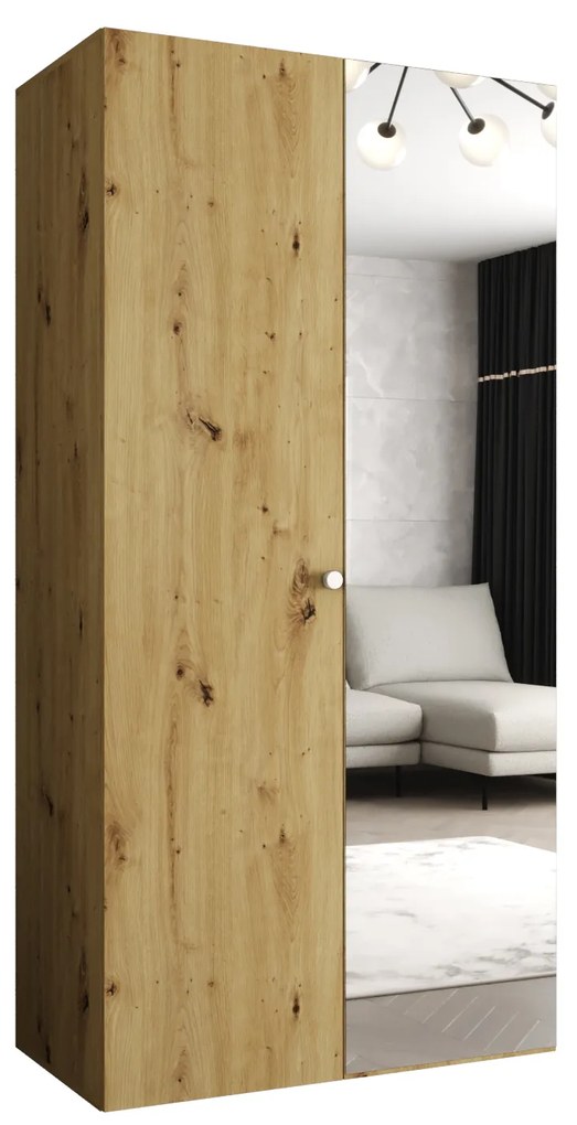 Šatníková skriňa 100 cm Parna 2 (dub artisan + strieborná). Akcia -19%. Vlastná spoľahlivá doprava až k Vám domov. 1125911
