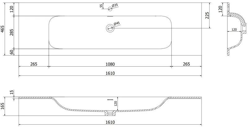 Mexen Rivel, kúpeľňová skrinka 140 cm s umývadlom Vela, 1 zásuvka, drážkovaná, sivá matná/biela, 91A20-16023-1-BF62-W23M01
