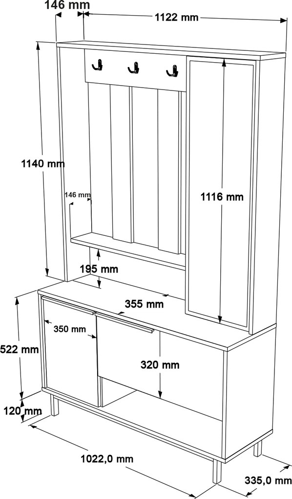 Predsieňová stena Houseland Mara dub Castello