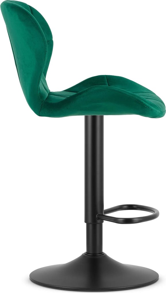 Sada 2 barových stoličiek WEST zamatová zelená / čierna podnož
