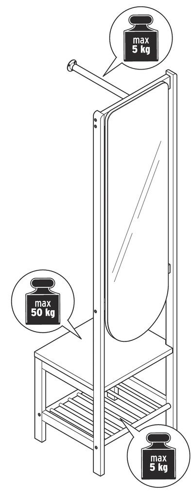 Vešiaková skriňa so zrkadlom a odkladacou plochou