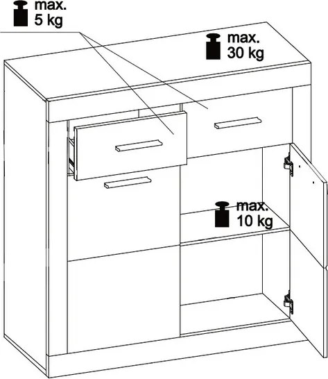 Komoda Stone 82 cm, betón/biela