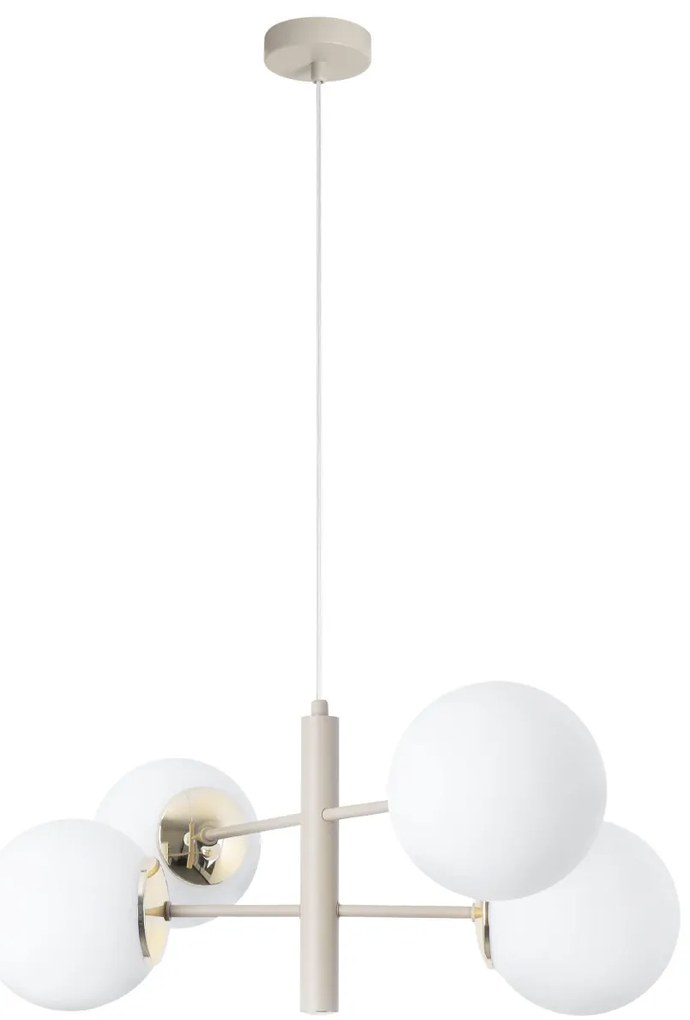 Závesné svietidlo Florence, 4x biele sklenené tienidlo, be/g