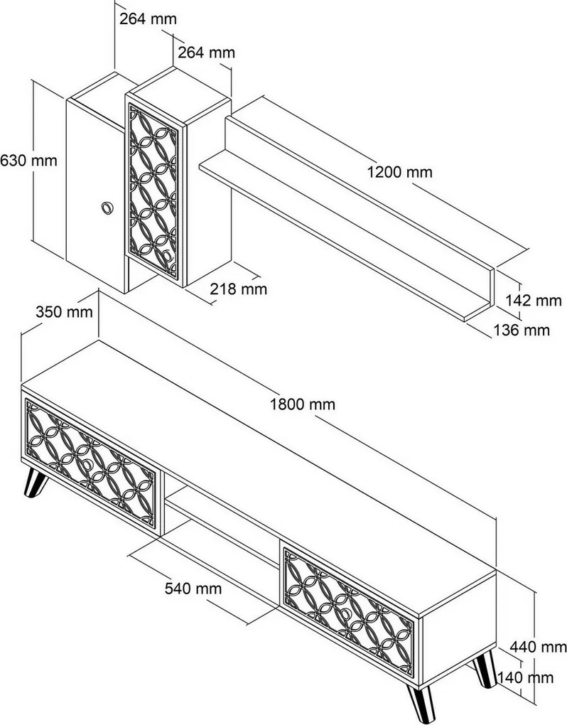 Televízna stena Classe Walnut and Chalcedony
