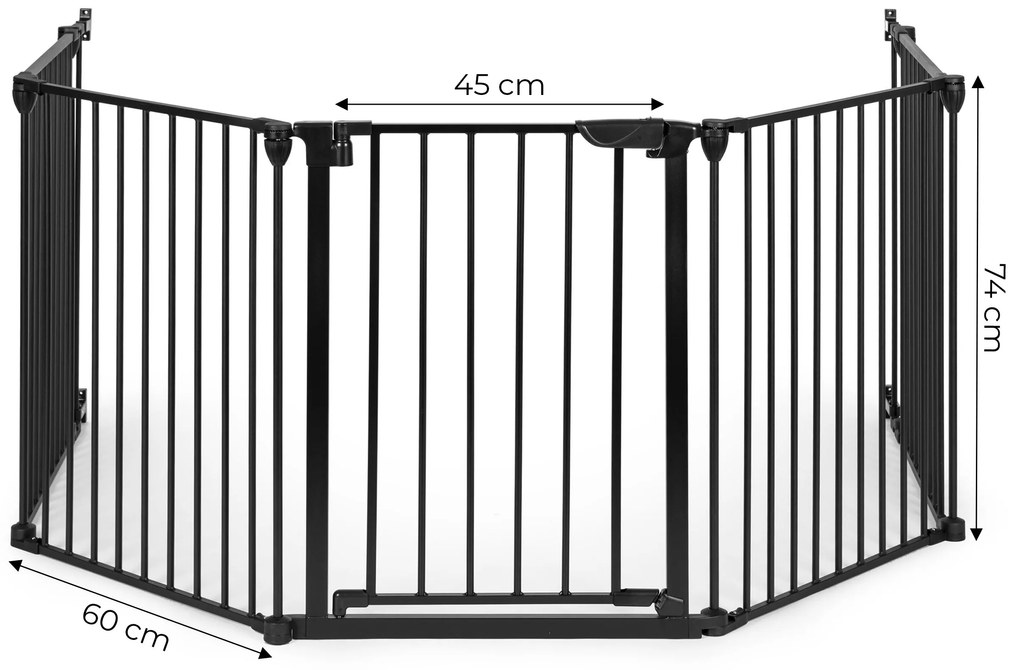 Bezpečnostná zábrana pre deti a zieratká 5 panelov 60 cm, čierna, ECOTOYS