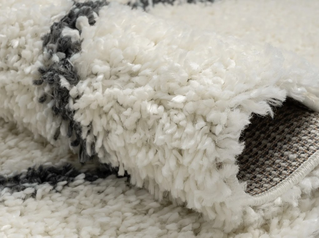 My Flair, Kusový koberec My Shaggy Raute creme, 60x90, čiernobiela, chodba / predsieň