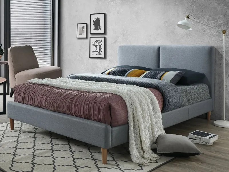 Sivá dvojlôžková posteľ ACOMA 160 x 200 cm Matrac: Matrac SOMNIA 17 cm