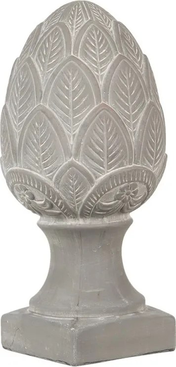 Šedá dekorácia šiška na podstavci Pine - Ø16*33 cm