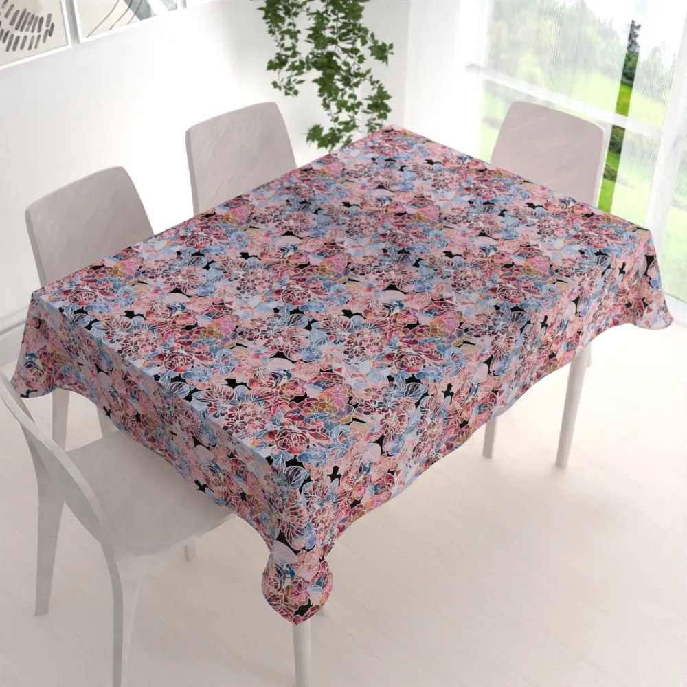 Biante Dekoračný obdĺžnikový obrus Rongo RGP-503 Červeno-modré kvety 120x180 cm
