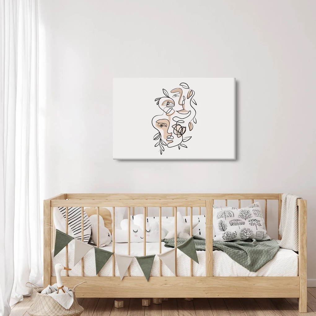 Obraz - Line art tváre (90x60 cm)