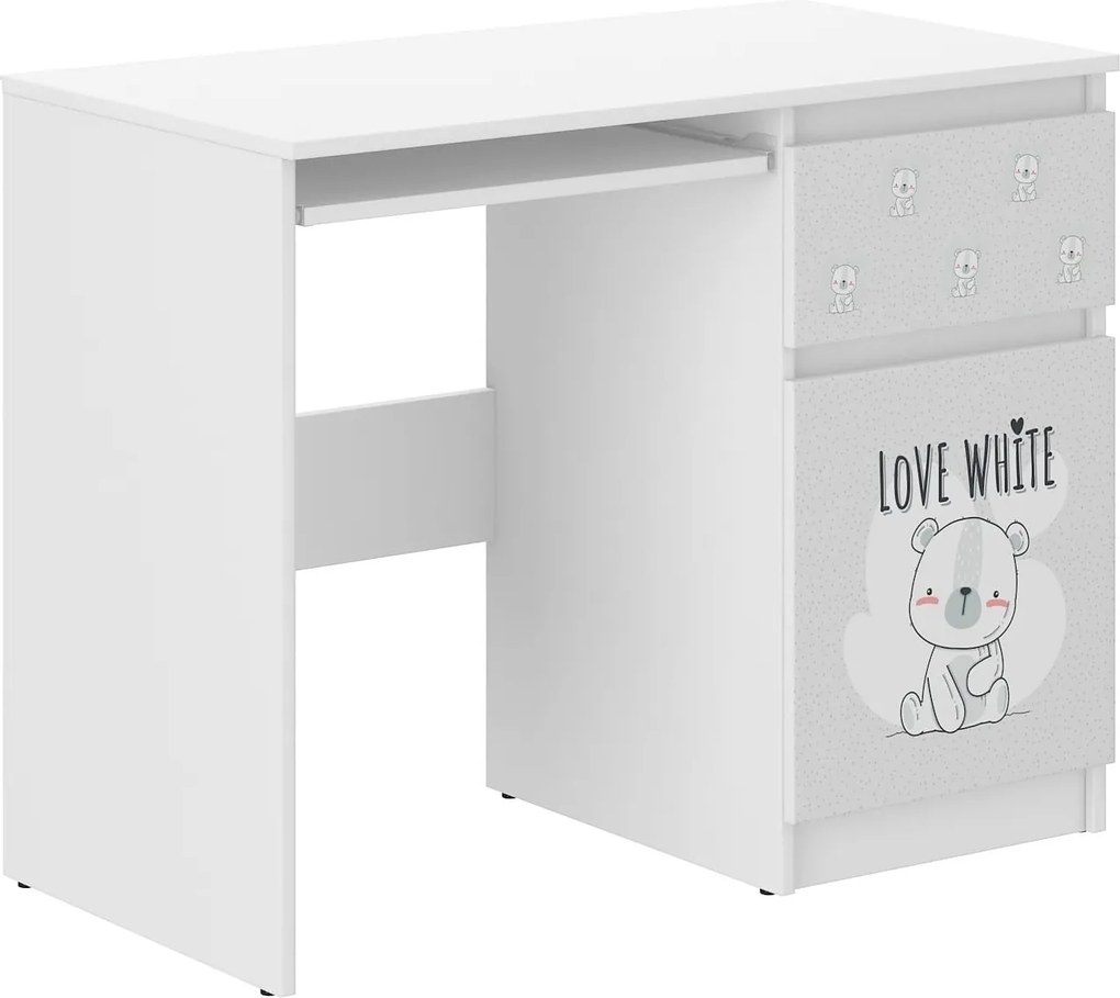 Wooden Toys Detský písací stôl N-33 BIELY MEDVEDÍK