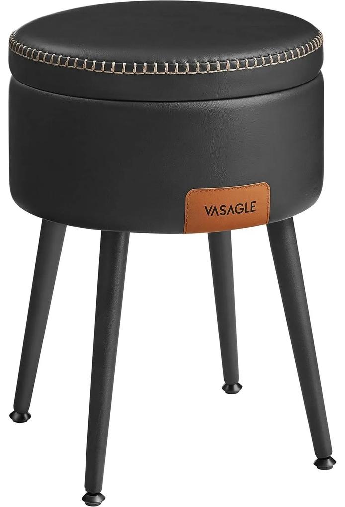 EKHO taburetka, odkladací stolík s úložným priestorom, syntetická koža, čierna