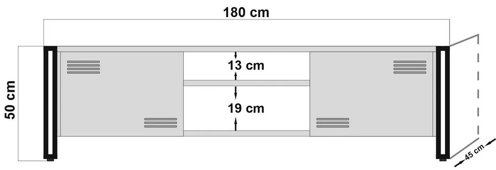 Dizajnový TV stolík Ilaria 180 cm borovica