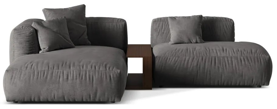 Sivá zamatová modulárna rohová pohovka (ľavý roh/s leňoškou) Martina – Micadoni