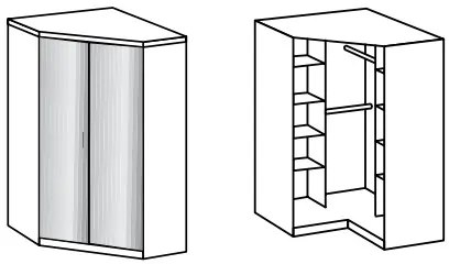 Rohová šatníková skriňa so zrkadlom Click, biela