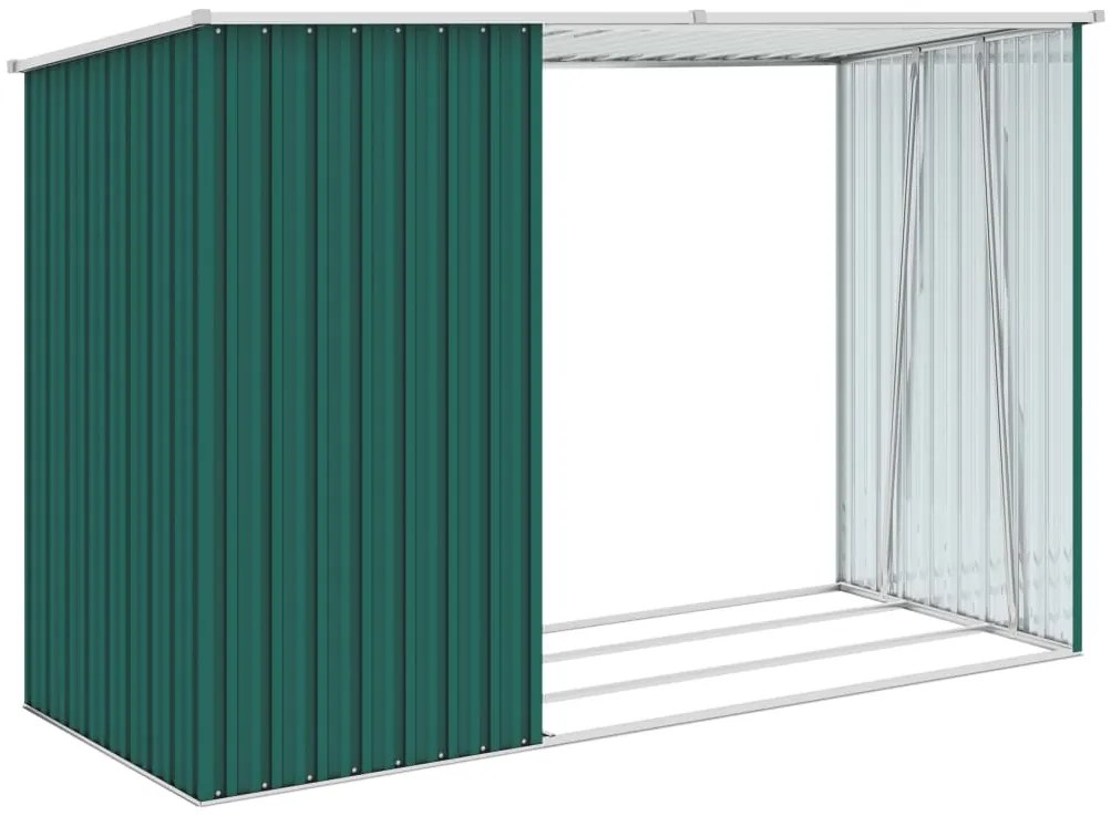 Záhradná kôlňa na palivové drevo zelená 245x98x159 cm pozinkovaná oceľ