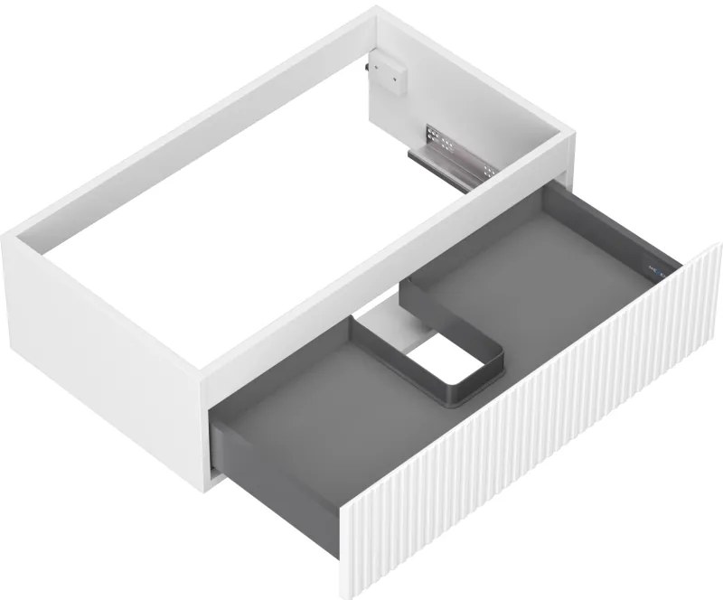 Mexen Rivel, kúpeľňová skrinka 80 cm, 1 zásuvka, drážkovaná, biela matná, 91A20-08023-1-BF01