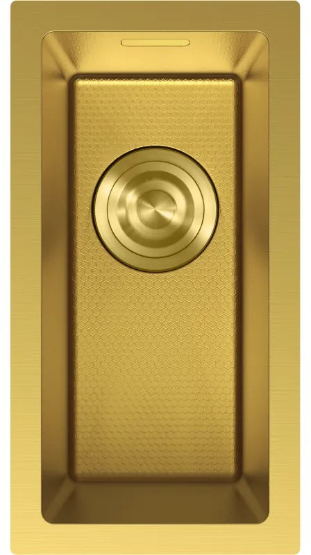 Mexen Trixo, 1-komorový nerezový drez 230 x 440 mm, brúsená zlatá, vzor voština, 6411221000-55HC
