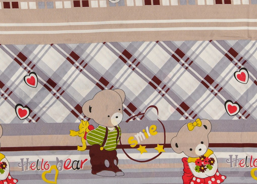 Bavlnené obliečky do postieľky HELLO BEAR sivé