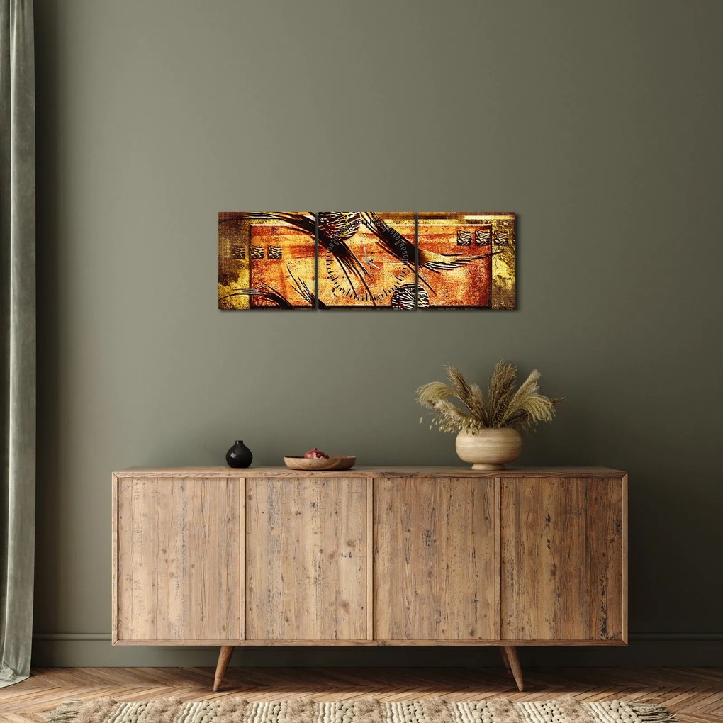 Obraz abstrakcie (s hodinami) (90x30 cm)